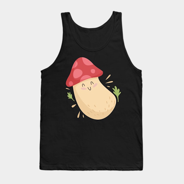 Cute Mushroom Design Tank Top by BrightLightArts